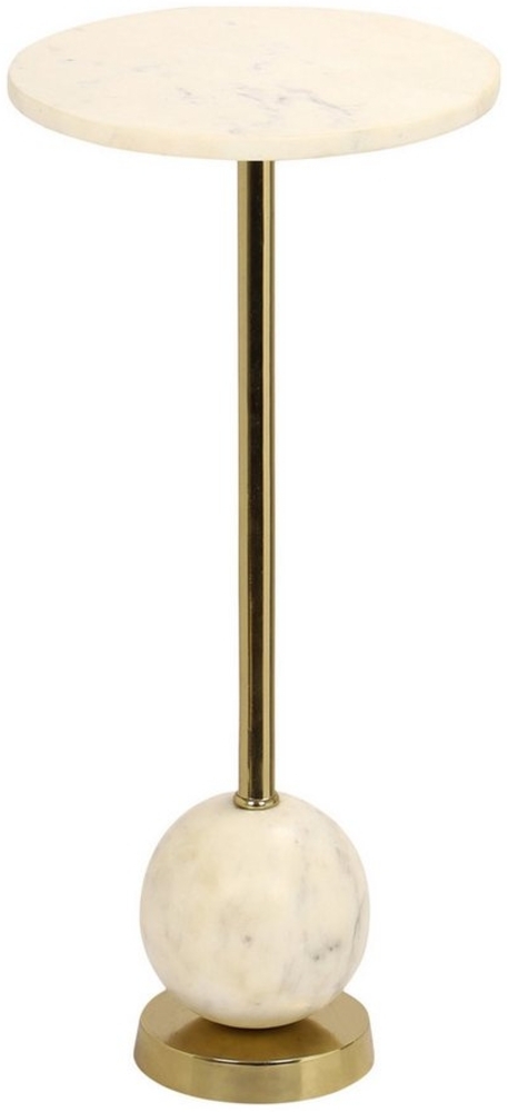 Beistelltisch >Salo< in Messing, Marmor - 25,5x54x25,5cm (BxHxT) Bild 1