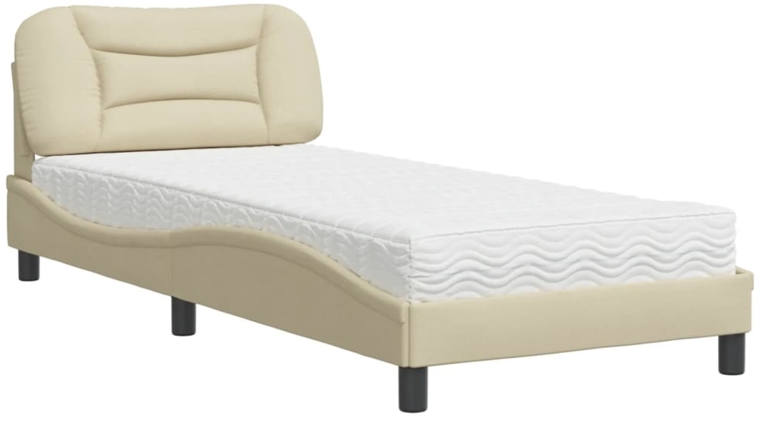 vidaXL Bett mit Matratze "Hvar" Creme 80x200 cm Stoff 3208497 Bild 1