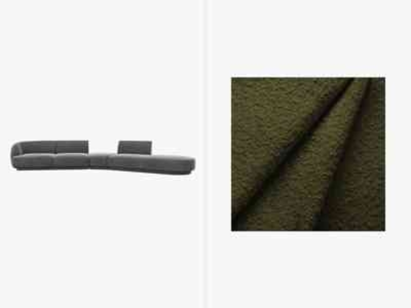 Micadoni Modulares Sofa Miley 5-Sitzer Rechts Boucle Baloo Dunkel-Olivgrün Bild 1