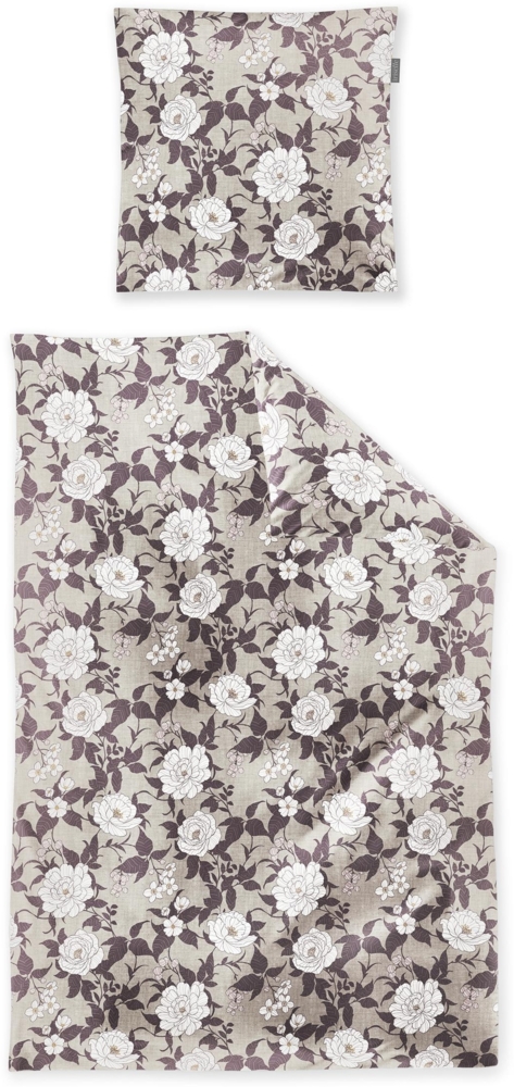 Irisette Feinbiber Bettwäsche Koala 155x220 Blumen Rosen rosa sand 8531-60 Bild 1