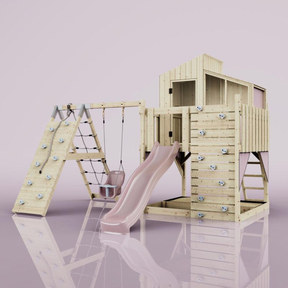 PolarPlay Spielturm Julie aus Holz in Rosa Bild 1