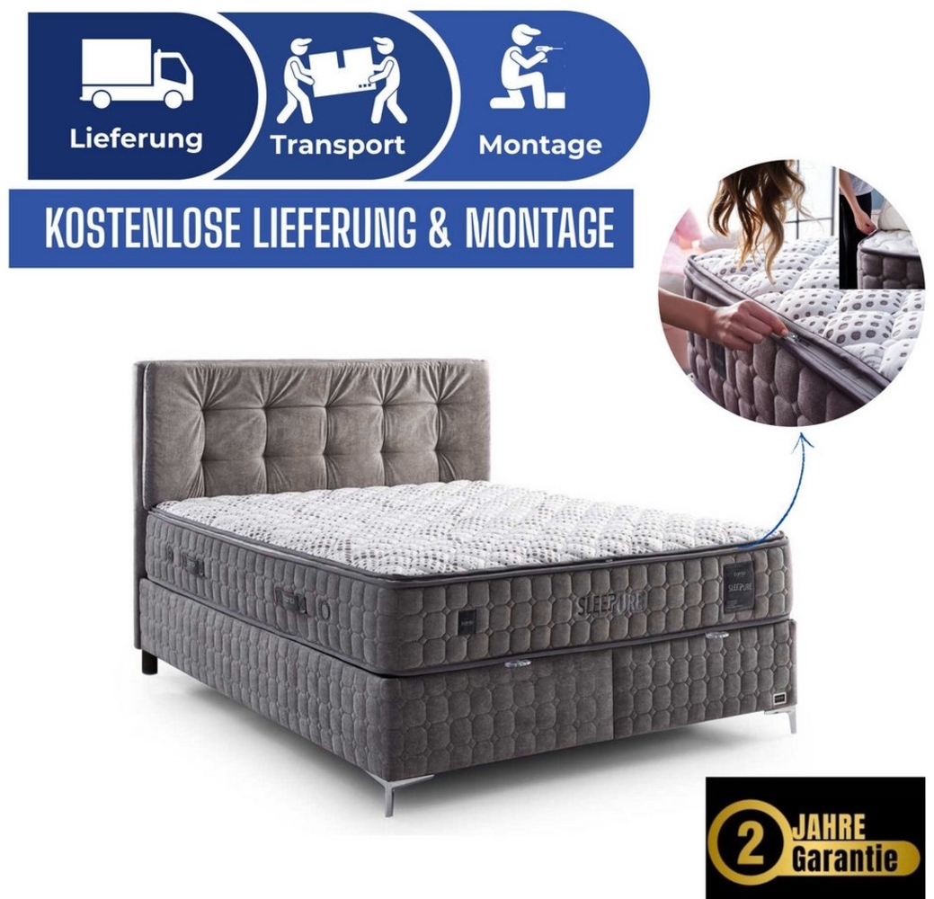 Bambi Boxspringbett Stauraumbett inkl. Matratze und Kopfteile Sleepure (Boxspringbett mit Bettkasten & Matratze, 4-St) Bild 1