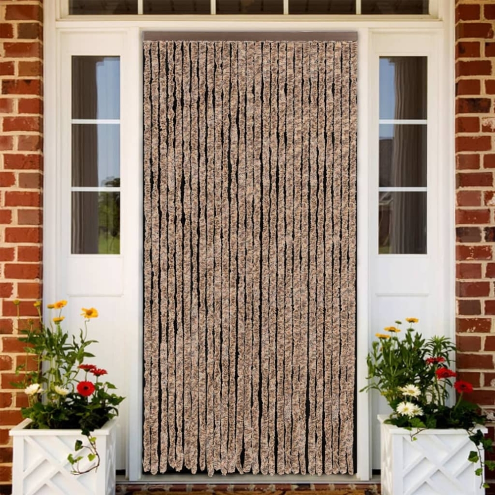 vidaXL Fliegenvorhang Beige und Dunkelbraun 118x220 cm Chenille 4004880 Bild 1