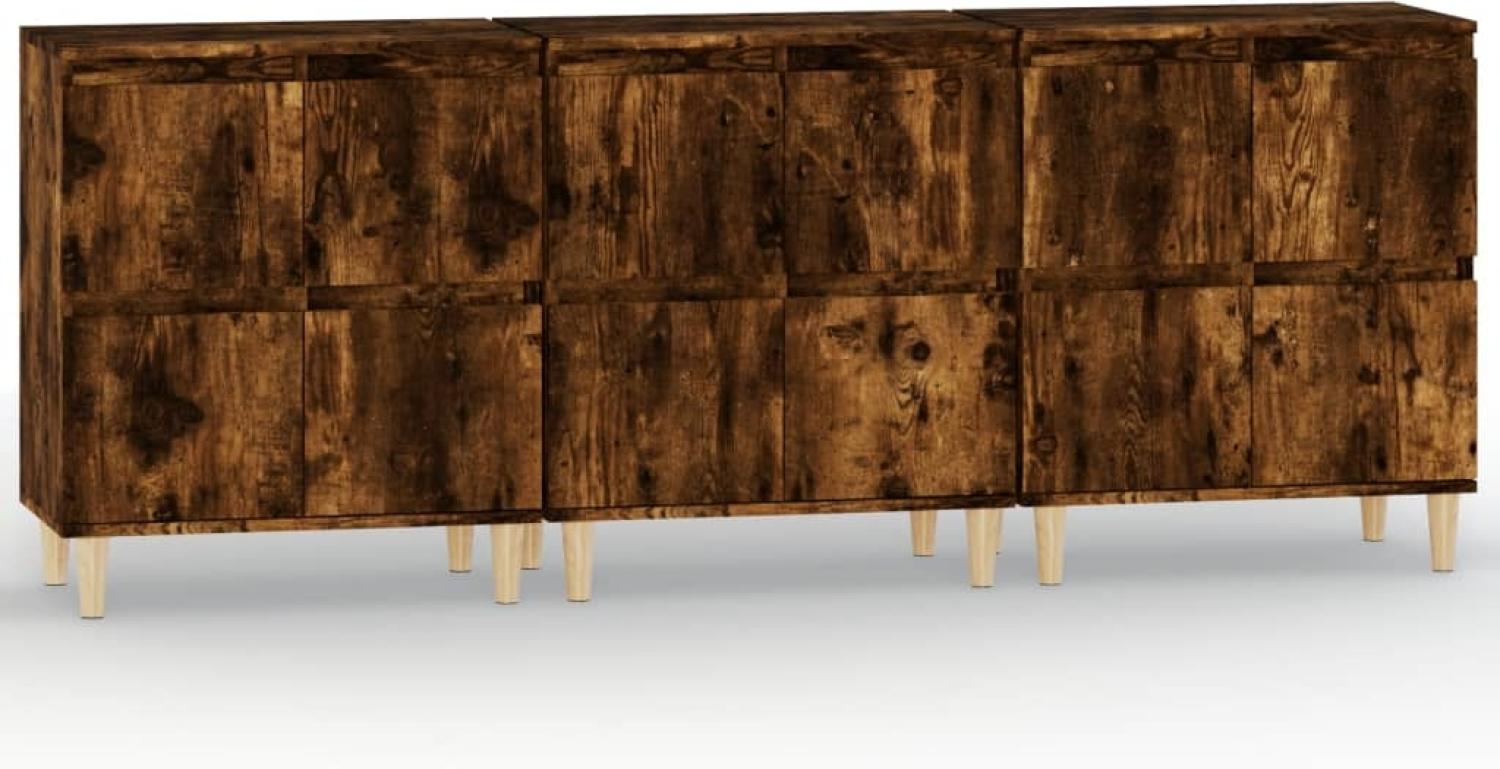 vidaXL Sideboards 3 Stk. Räuchereiche 60x35x70 cm Holzwerkstoff 3185772 Bild 1