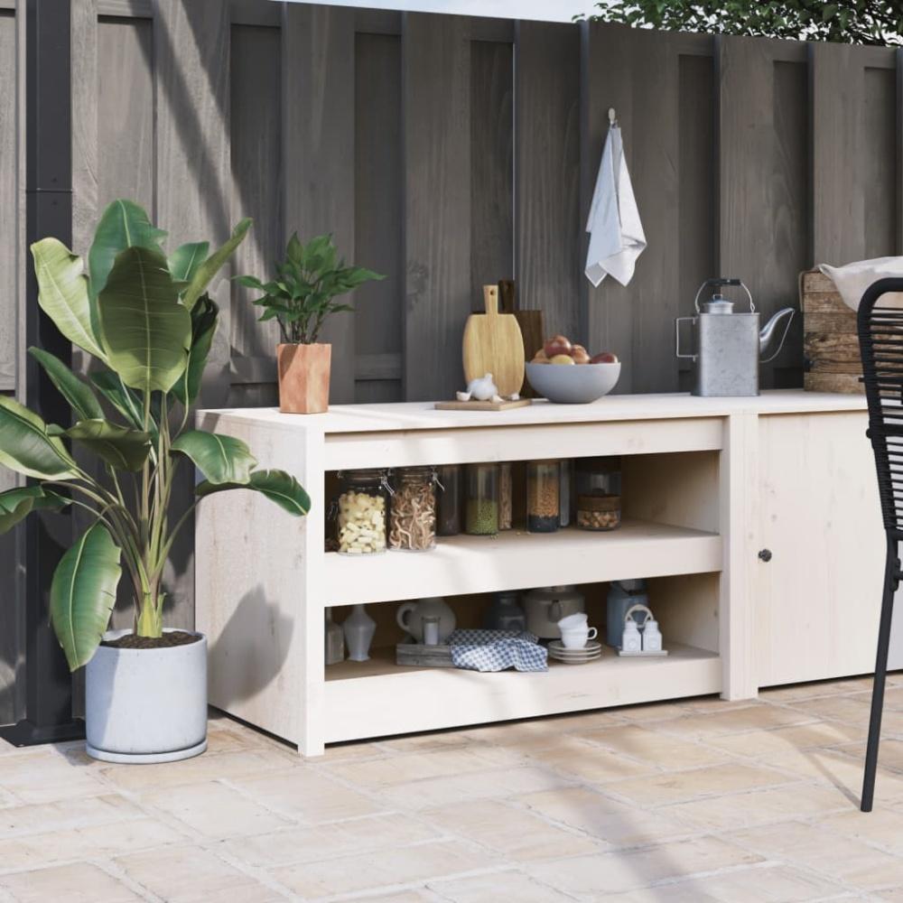 vidaXL Outdoor-Küchenschrank Weiß 106x55x64 cm Massivholz Kiefer 832334 Bild 1