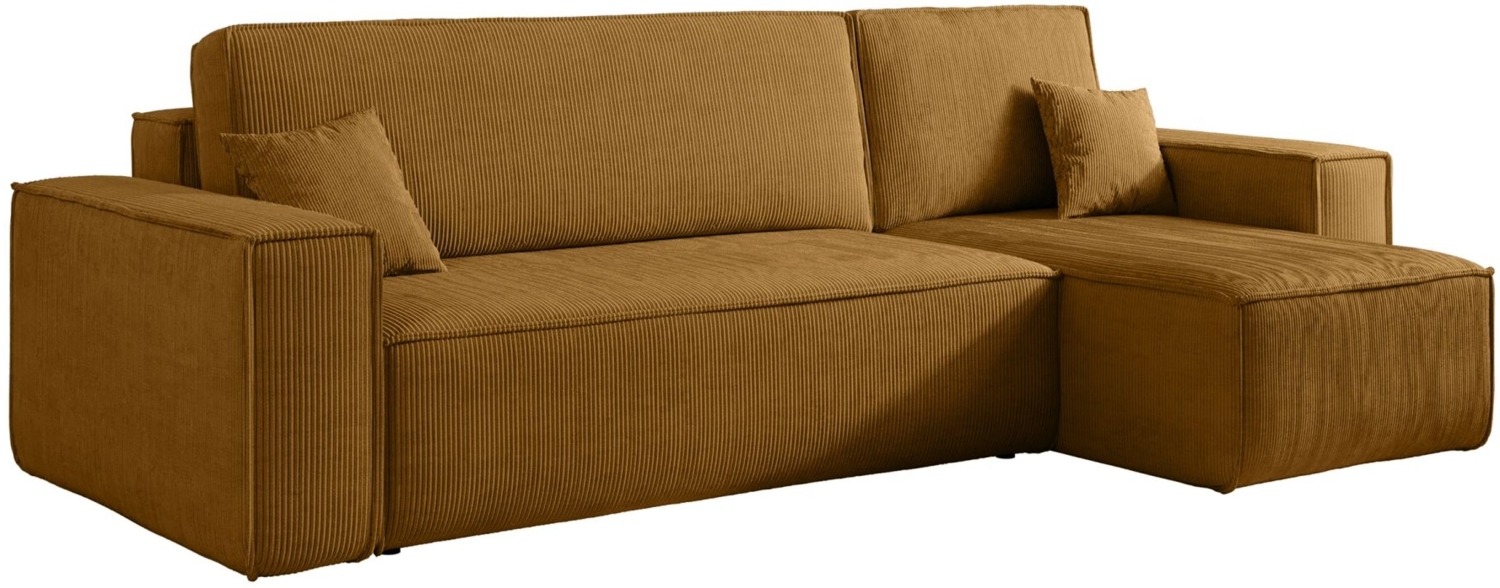 Selsey 'Scarlo' Ecksofa mit Schlaffunktion, Stauraum und Cordbezug, senfgelb, 83 x 244 x 145 cm Bild 1