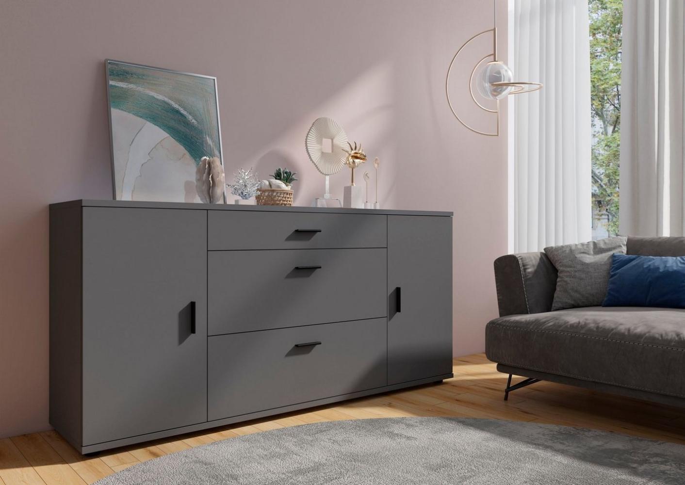 Kommode Henley Sideboard 180 x 43,5 x 86 cm graphit grau 2-türig Bild 1