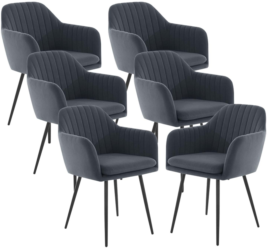 6er Set Sesselstuhl Lia - Samtvelour Grau Bild 1