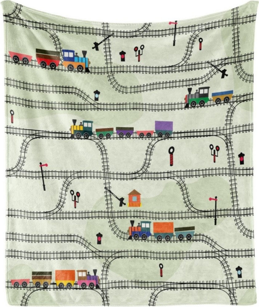 Wohndecke Gemütlicher Plüsch für den Innen- und Außenbereich, Abakuhaus, Eisenbahn Straßen Trains Lokomotiven Bild 1