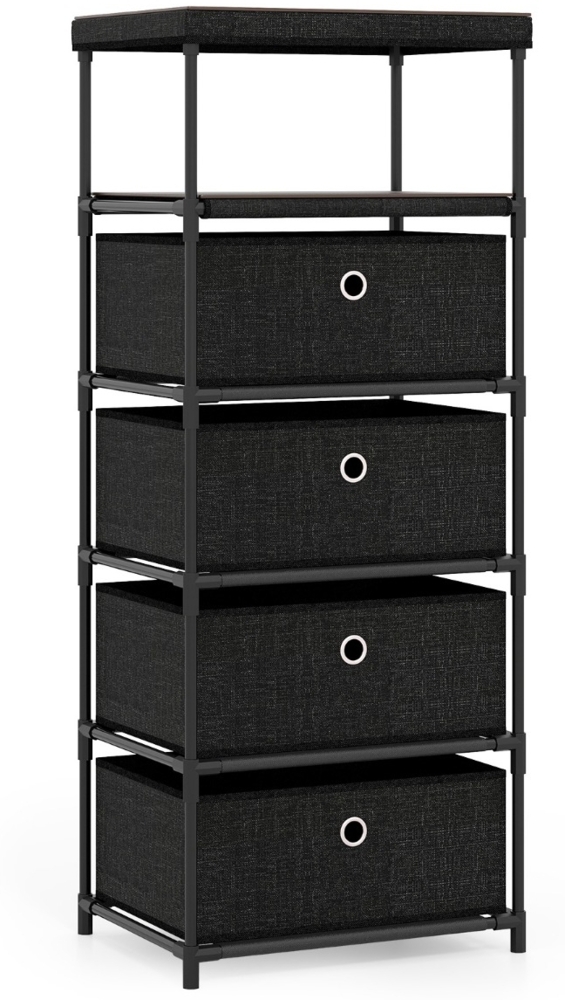 Kommode mit 4 Schubladen Stoffkommode mit Holzplatte Ablage klappbaren Stoffschubladen Bild 1