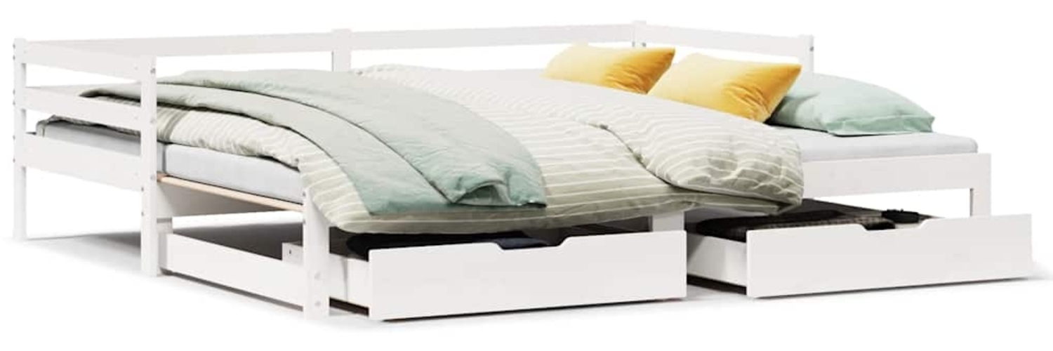 vidaXL Tagesbett Ausziehbar mit Schubladen ohne Matratze Weiß 80x200cm 3302149 Bild 1