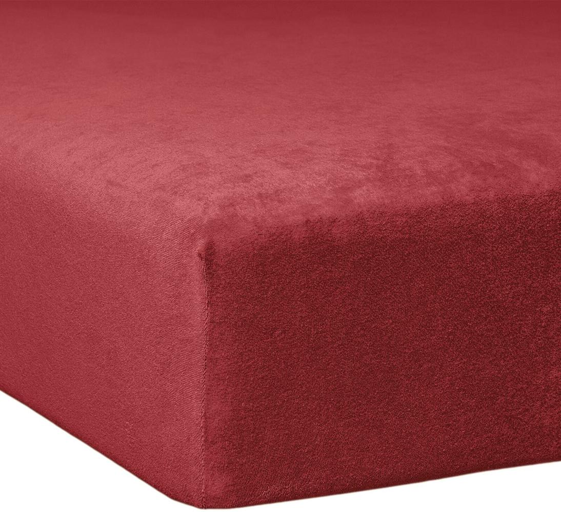 Traumschlaf Flausch Frottee Spannbettlaken|120x200 cm - 130x200 cm| burgund Bild 1