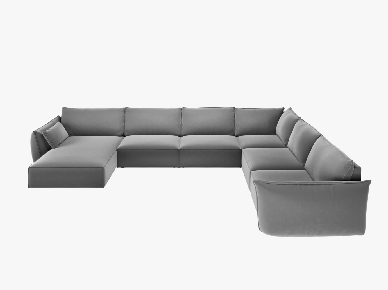 Micadoni Panorama-Ecksofa Kaelle 8-Sitzer Rechts Samt Bluvel Grau Bild 1