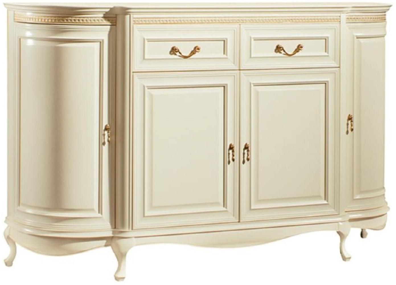 Casa Padrino Luxus Barock Kommode Creme / Gold 168,9 x 46,7 x H. 105 cm - Prunkvolle Kommode mit 4 Türen und 2 Schubladen - Luxus Qualität Bild 1