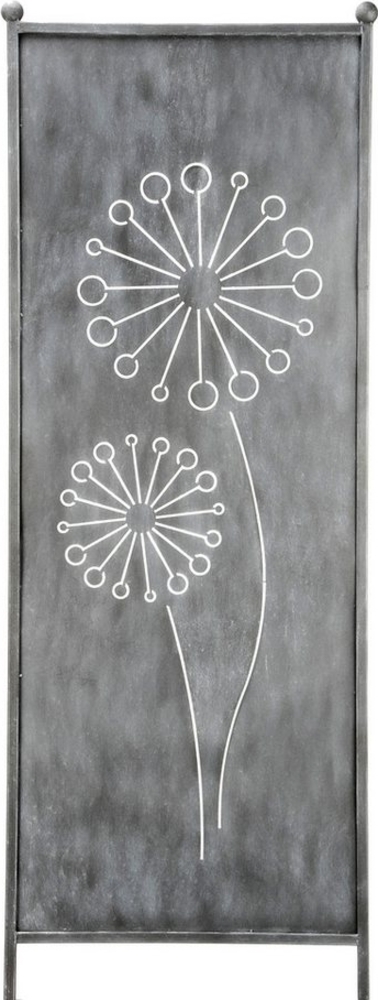 finehomegarden Gartenstecker Stele Metall Pusteblume Sichtschutz grau Windschutz Outdoor H205cm B64cm Dekowand Garten / Spedition Bild 1