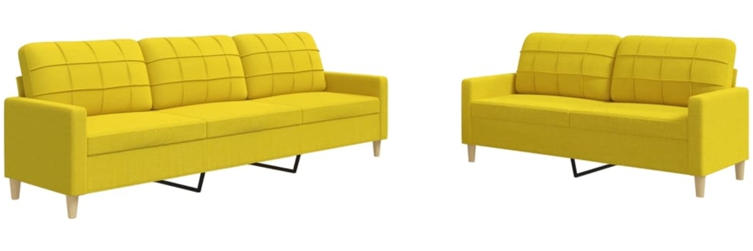 vidaXL 2-tlg. Sofagarnitur Hellgelb Stoff 3278324 Bild 1