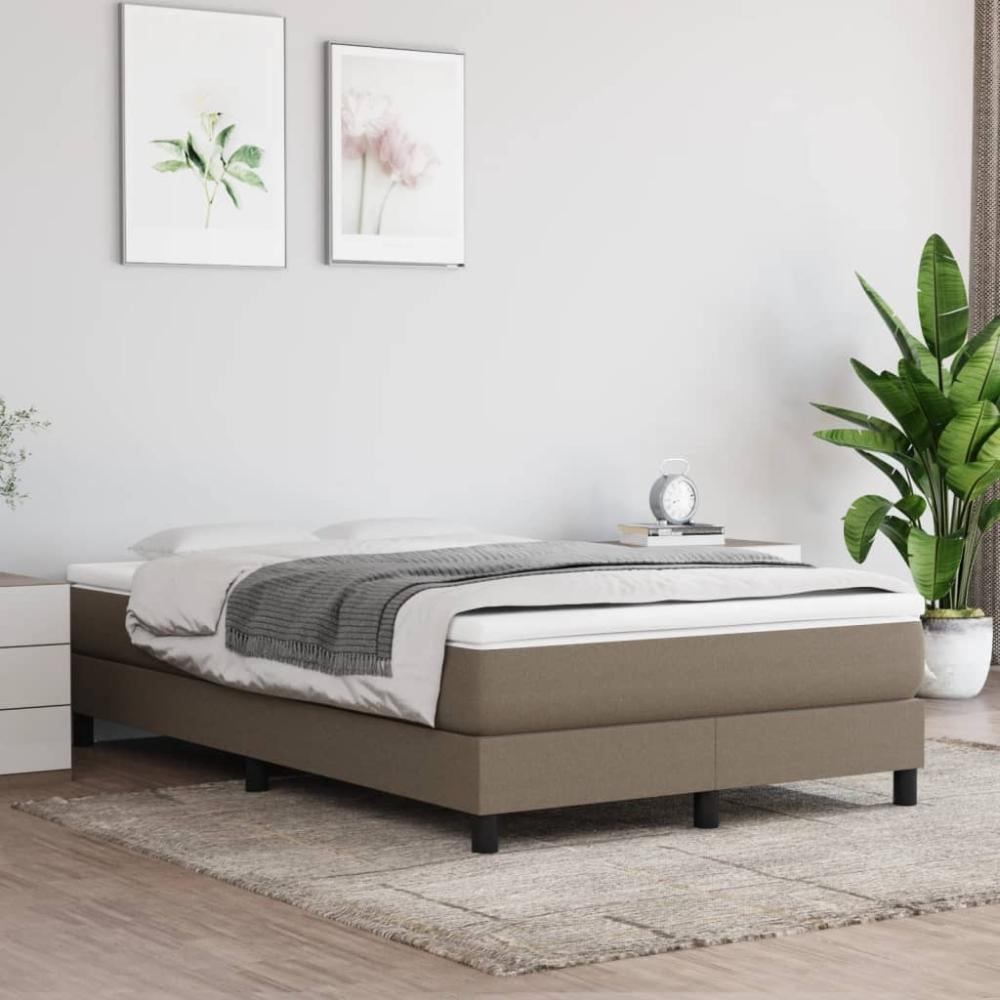 vidaXL Boxspringbett mit Matratze Taupe 120x200 cm Stoff, Härtegrad: H2 [3144065] Bild 1