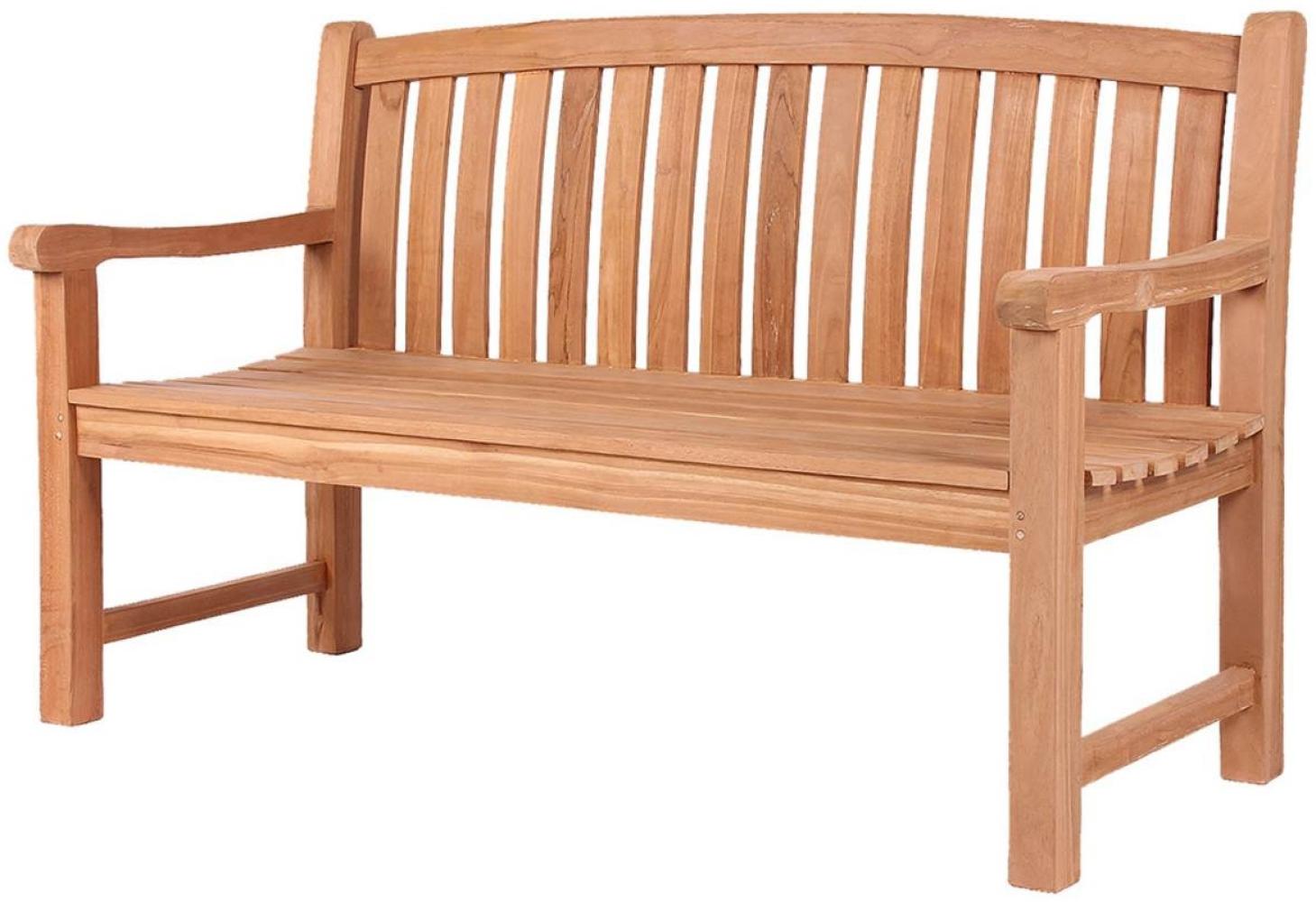 YOURSOL Holzbank mit Lehne Woodie, Breite 120 | 150 cm, Teak natur, wetterfeste rustikale Gartenbank Bild 1