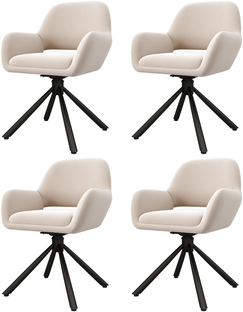 Merax 360° Drehbarer Esszimmerstuhl, Samt, 4er-set, Mit Handläufe, Modern und schlicht, Polsterstühle, Sessel, Beige Bild 1