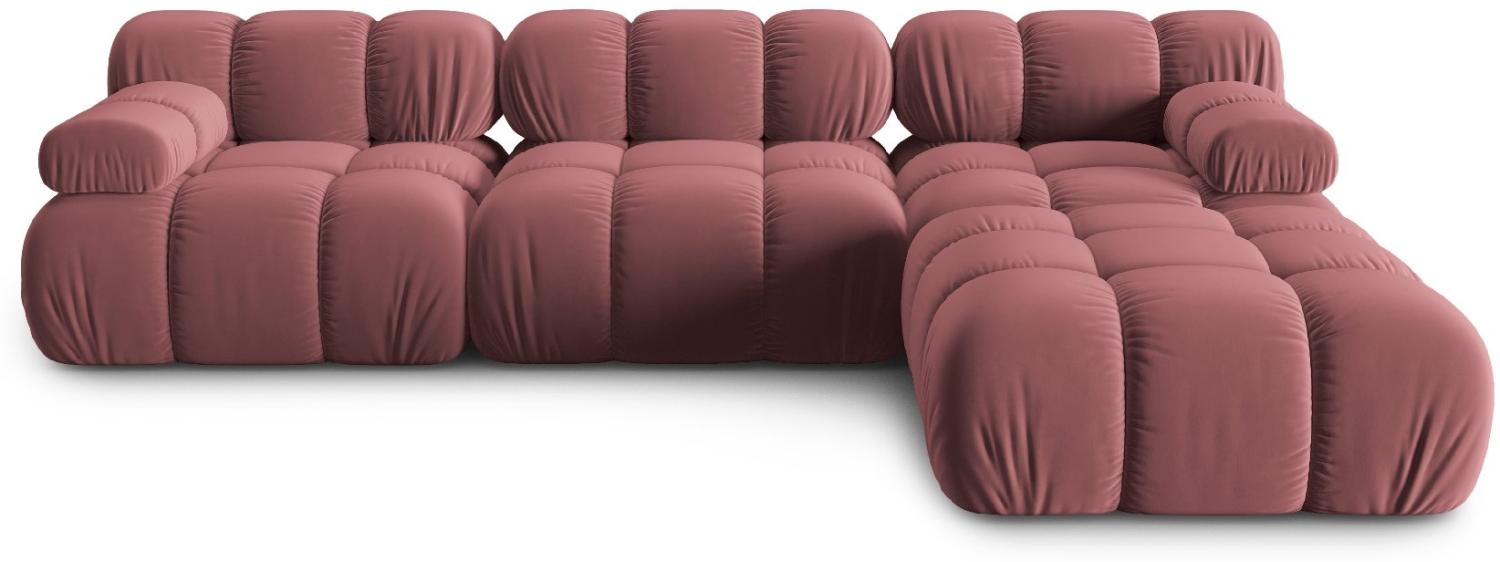 Micadoni Modulares Sofa Bellis 4-Sitzer mit flachem Modul Samtstoff Rosa Bild 1