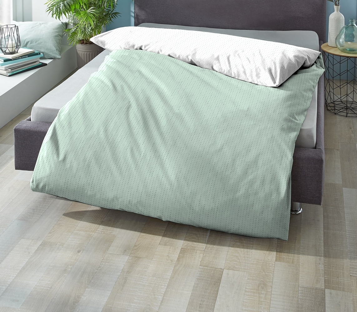 biberna 0636047 Mako-Satin Bettwäsche PUNKTE - MIX & MATCH, mint, 1x 155x220 cm Bild 1