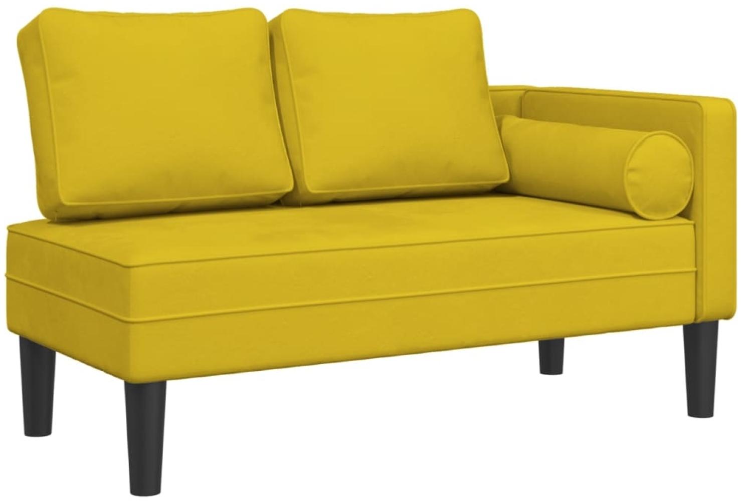vidaXL Chaiselongue mit Kissen Gelb Samt Bild 1