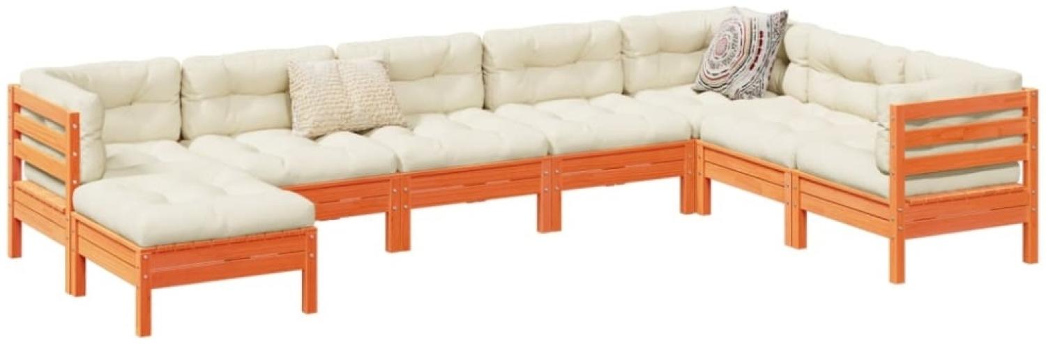 vidaXL 8-tlg. Garten-Sofagarnitur mit Kissen Wachsbraun Kiefernholz 3299578 Bild 1