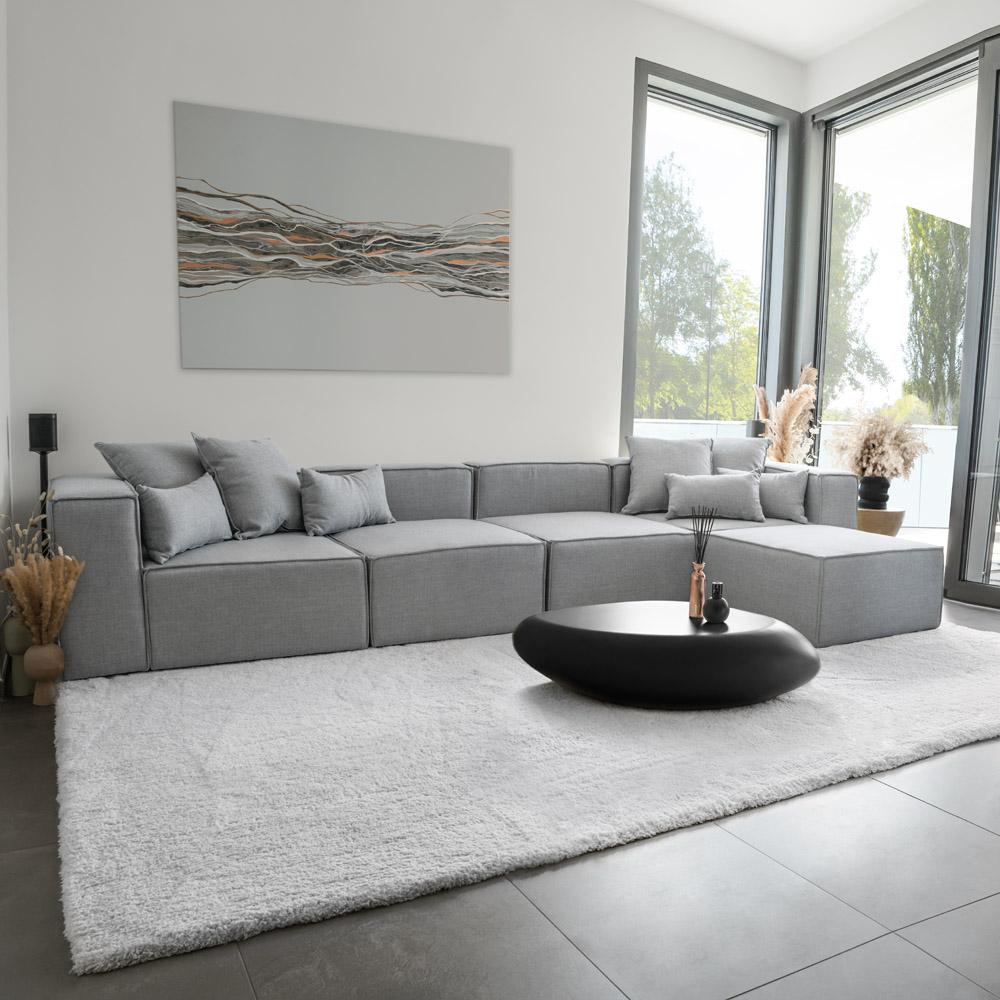 HOME DELUXE Modulares Sofa VERONA XL - 414 x 207 cm Hellgrau Bild 1