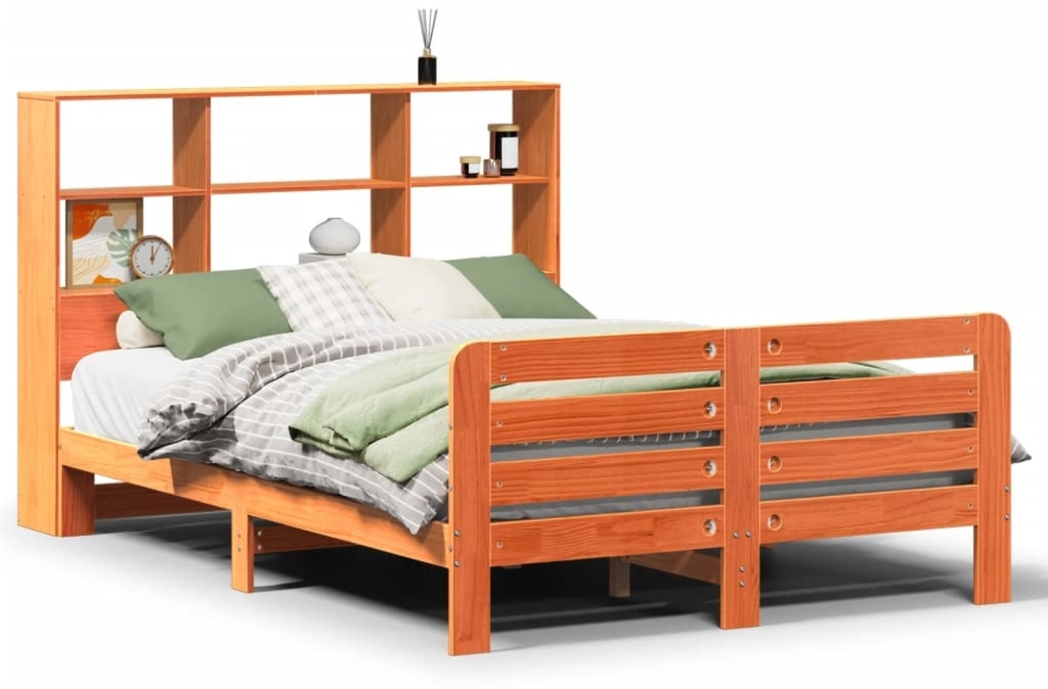 vidaXL Massivholzbett ohne Matratze Wachsbraun 150x200 cm Kiefernholz 3309928 Bild 1