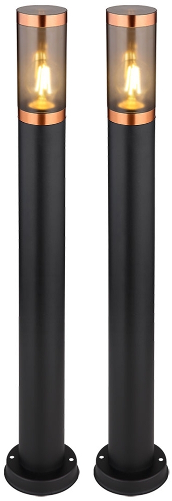 2x LED Stehleuchte, Edelstahl, schwarz, rauch, H 80 cm Bild 1