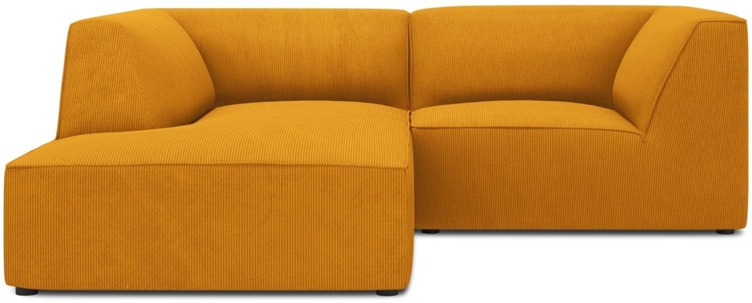 Micadoni 3-Sitzer Modular Ecke links Sofa Ruby | Bezug Yellow | Beinfarbe Black Plastic Bild 1