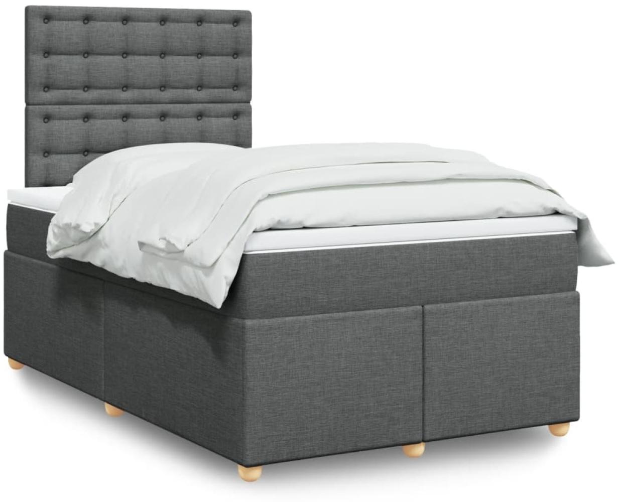 vidaXL Boxspringbett mit Matratze Dunkelgrau 120x190 cm Stoff 3293534 Bild 1