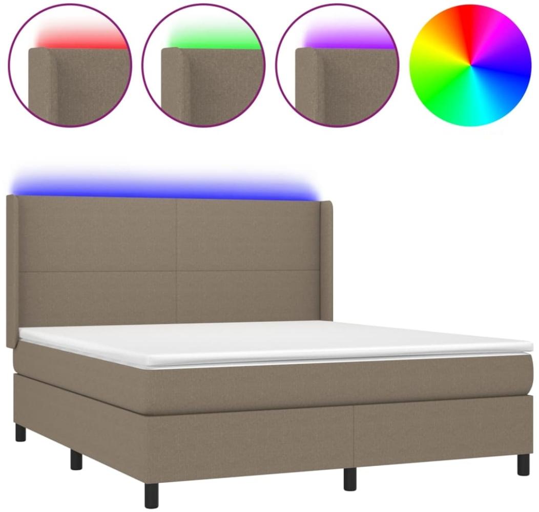 vidaXL Boxspringbett mit Matratze & LED Taupe 160x200 cm Stoff 3138169 Bild 1
