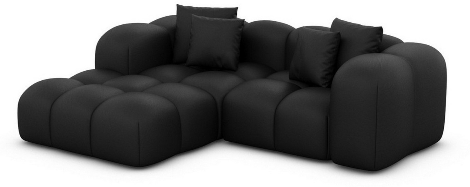 Ecksofa Formentera Mini mit Kissen, Kunstleder, Schwarz, Links Bild 1