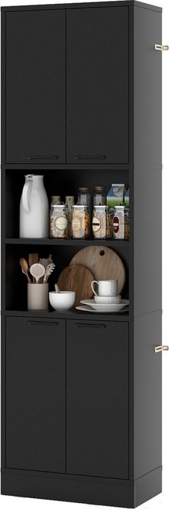 KOMFOTTEU Küchenbuffet Buffetschrank Vorratsschrank mit 4 Türen & offenen Ablagen Bild 1