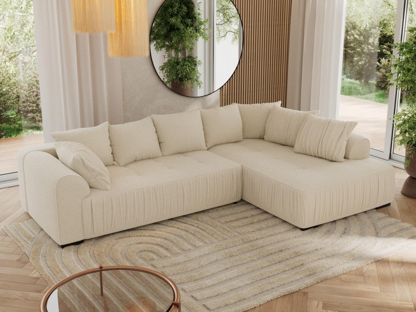 Ecksofa mit Schlaffunktion und Armlehnen, Komfortschaum, L-förmige Ecke - ORTA - rechts - Beige Boucle Bild 1