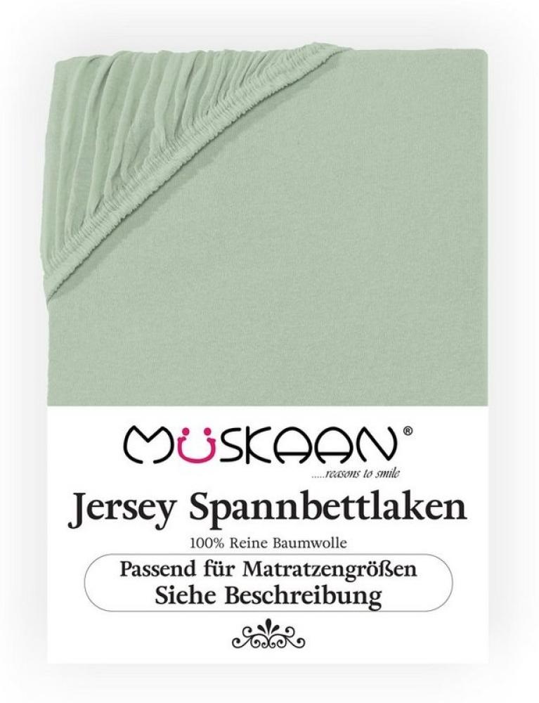 Müskaan Spannbettlaken 180x200 - 200x220 Boxspringbett und Wasserbett 100% Baumwolle, Jersey, Gummizug: Rundumgummizug, Bettlaken bis 32cm Matratzenhöhe Bezug 200x220 Bild 1