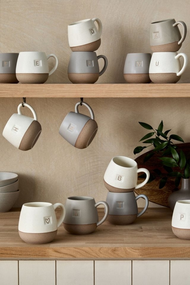 Next Becher Becher mit reaktiver Glasur, Alphabet, 1-tlg, Steingut Bild 1