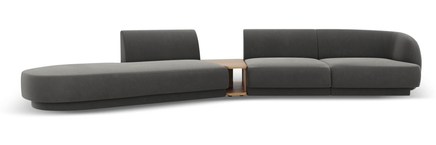 Micadoni Modulares Sofa Miley 4-Sitzer mit 1 Armlehne Links Samtstoff Hellgrau Bild 1