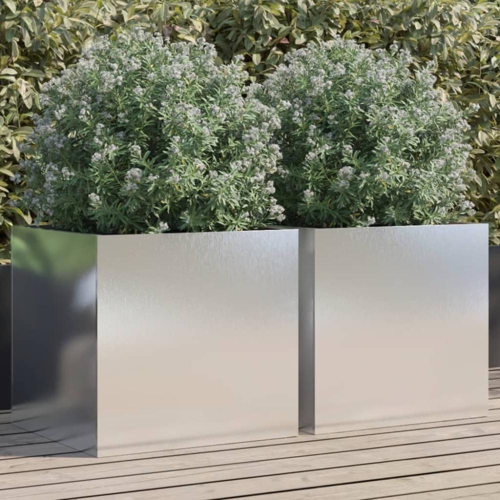 vidaXL Pflanzkübel 2 Stk. Silbern 49x47x46 cm Edelstahl 841568 Bild 1