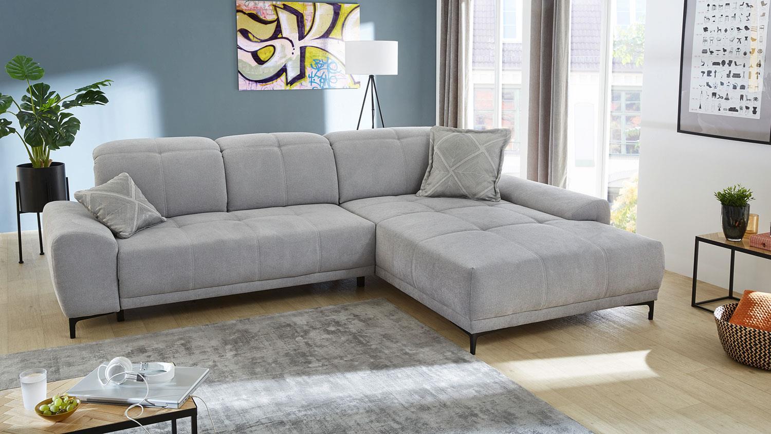 Ecksofa PESCARA Microfaser grau Federkern mit Motor USB Bild 1