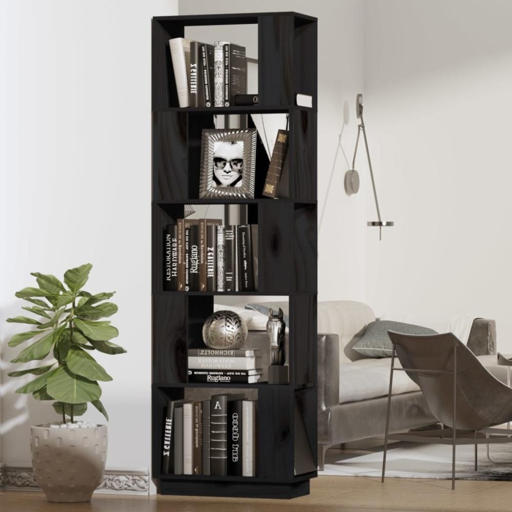 vidaXL Bücherregal/Raumteiler Schwarz 51x25x163,5 cm Massivholz Kiefer 814048 Bild 1