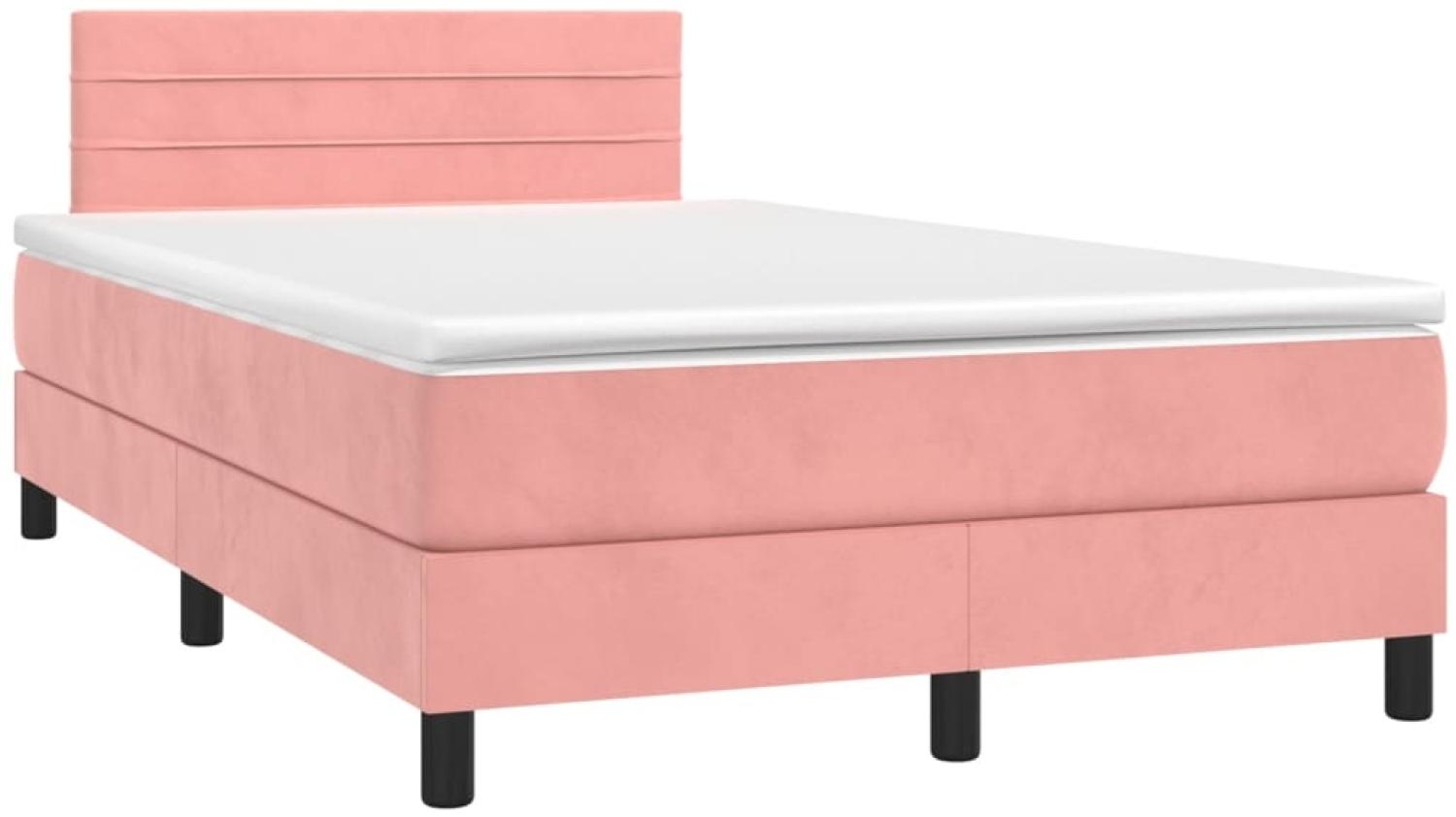 vidaXL Boxspringbett mit Matratze Rosa 120x190 cm Samt 3269848 Bild 1