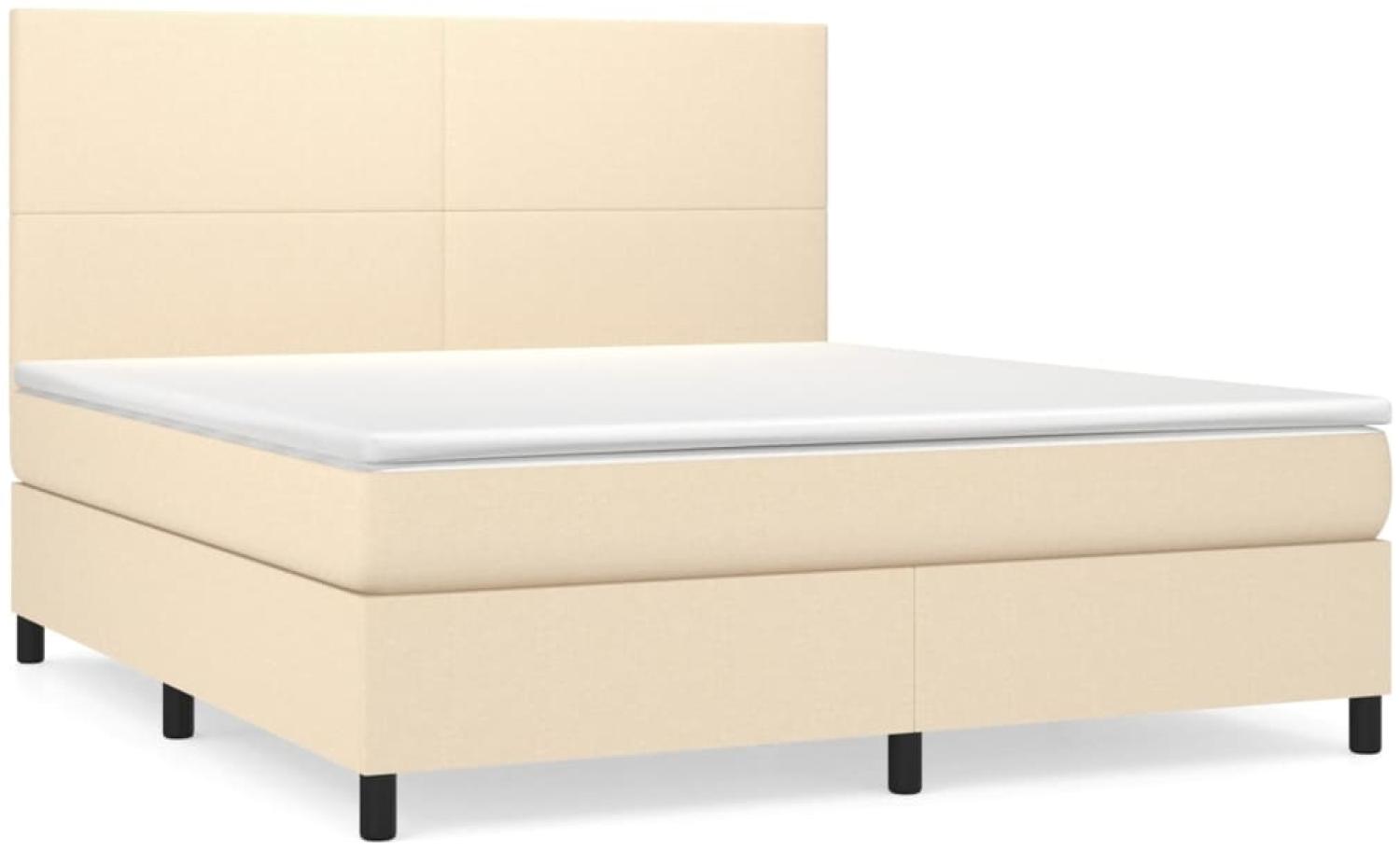 vidaXL Polsterbett mit Matratze Creme 160x200 cm Stoff, Härtegrad: H2 [3141630] Bild 1