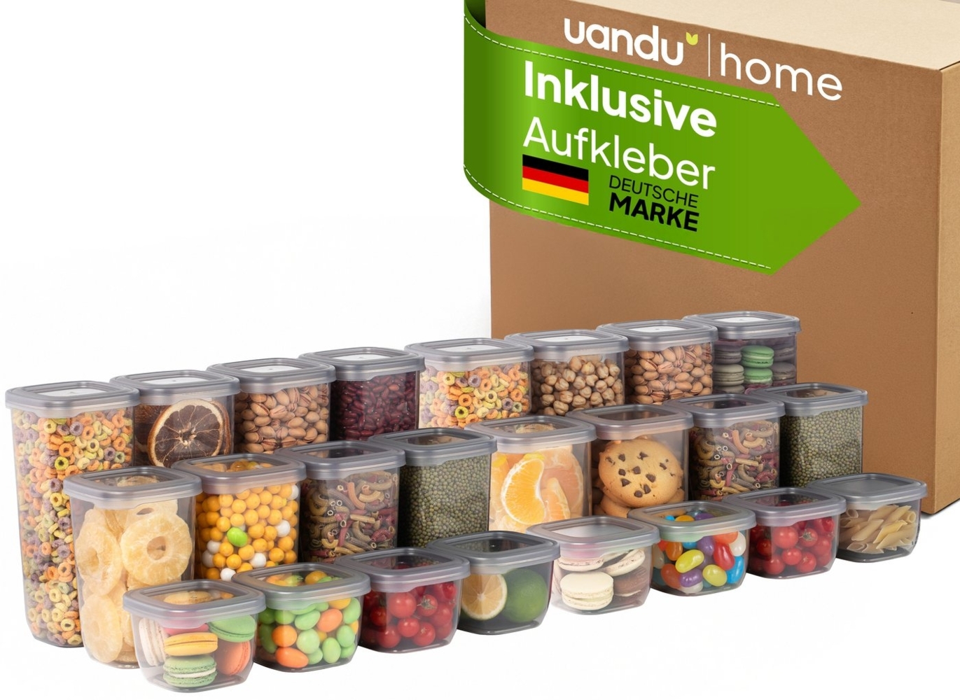 uandu home Vorratsdose Vorratsdosen mit Deckel Luftdicht, Vorratsbehälter Set, BPA Frei, (Vorratsbehälter Set, Aufbewahrungsbox Küche, BPA Frei Kunststoff, Luftdichte Aufbewahrungsbox) Bild 1