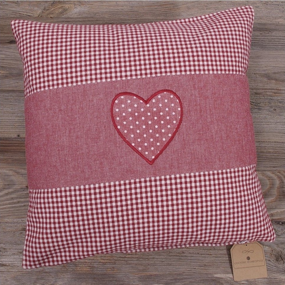 matches21 HOME & HOBBY Kissenbezüge Kissen-Bezug 40x40 cm Herz rot weiß gepunktet Baumwolle, (1 Stück), Wohnzimmer Kissen-Hülle als Deko-Kissen Zier-Kissen Sofa-Kissen Bild 1