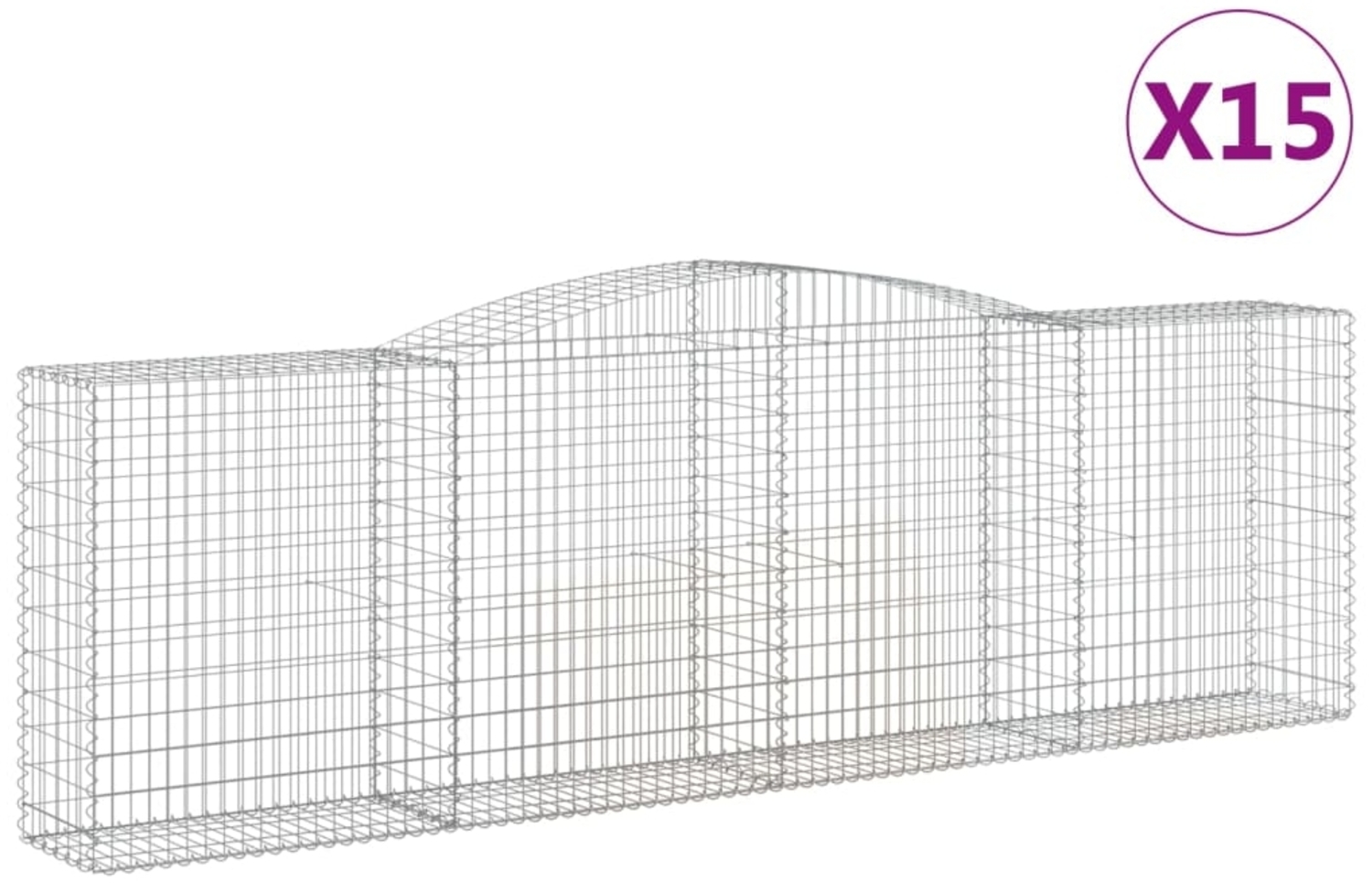 vidaXL Gabionen mit Hochbogen 15 Stk 400x50x120/140cm Verzinktes Eisen 3147018 Bild 1