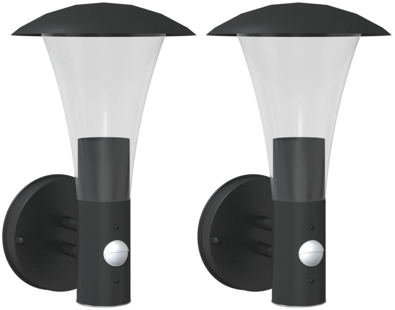 vidaXL Außenwandleuchten mit Bewegungsmelder 2 Stk. Schwarz Edelstahl 4006243 Bild 1