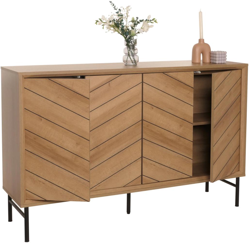 Sideboard HWC-M50, Schrank Kommode Highboard Anrichte, Massiv-Holz Mango 94x151x40cm ~ natur Bild 1