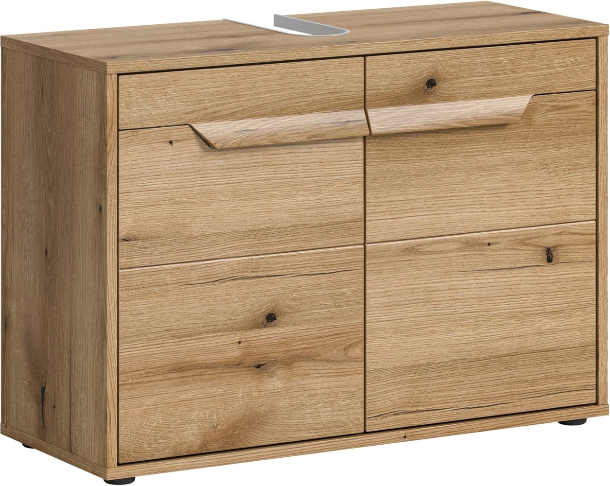 welltime Waschbeckenunterschrank Kayu, Breite 84 cm, 2 Türen, 1 Einlegeboden einzigartiges Griffdesign, Badschrank, Bad-Möbel, Badezimmer, Bad Bild 1